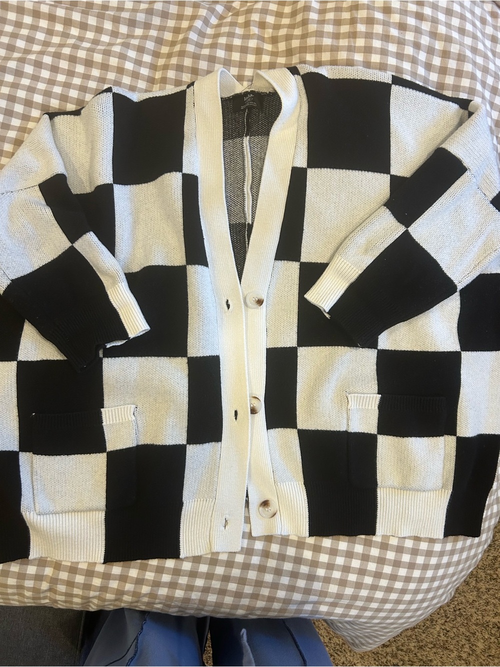 Black and White Checkerboard cardigan